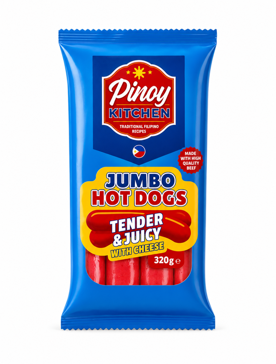 Pinoy Kitchen Jumbo Hot Dogs with Cheese 320g