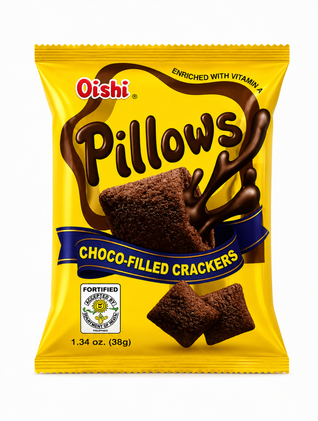 Oishi Pillows Choco-Filled Crackers 38g