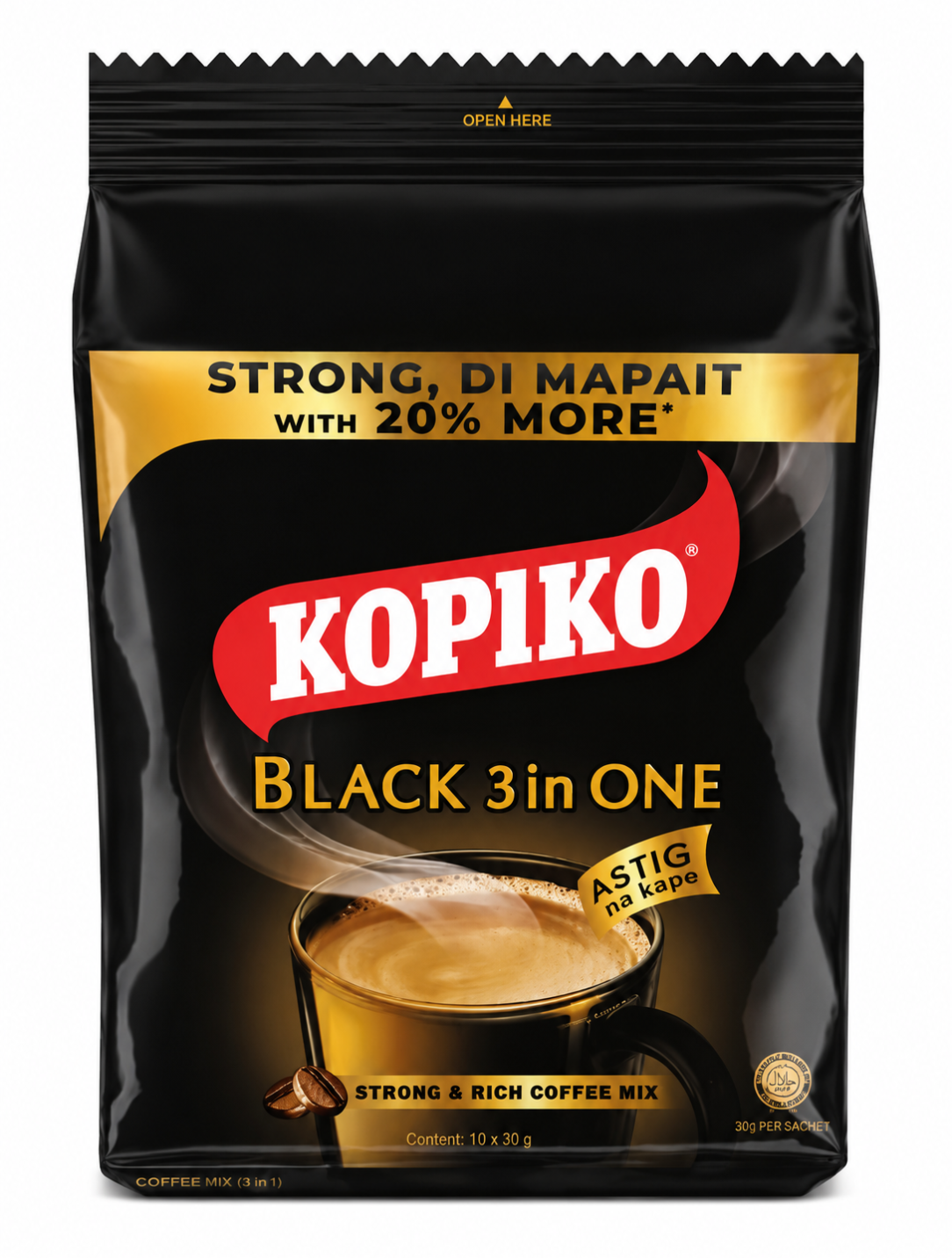 Kopiko Black 3-in-1 Coffee Mix 10 x 30g