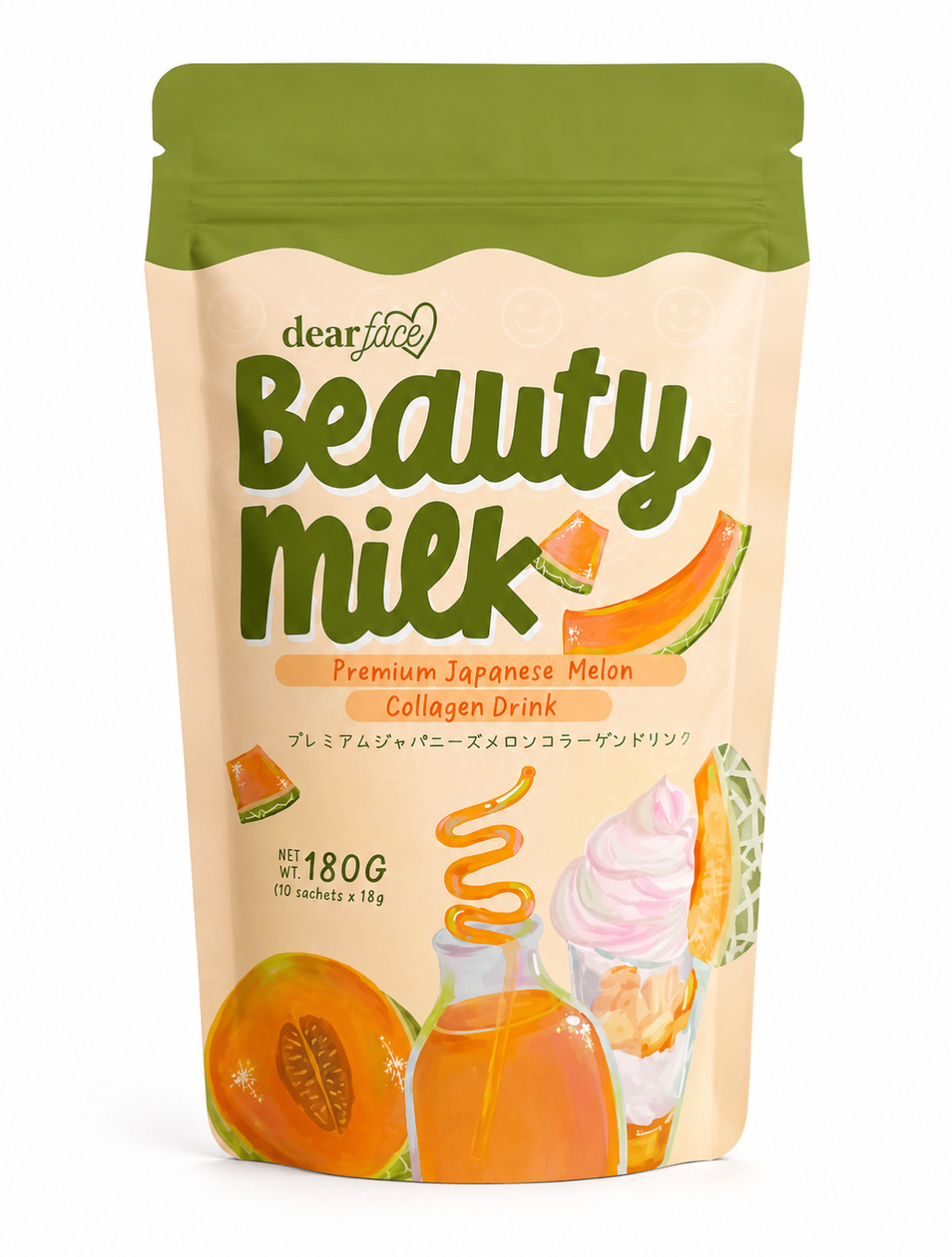 Dear Face Beauty Milk Premium Japanese Melon Collagen Drink 180g